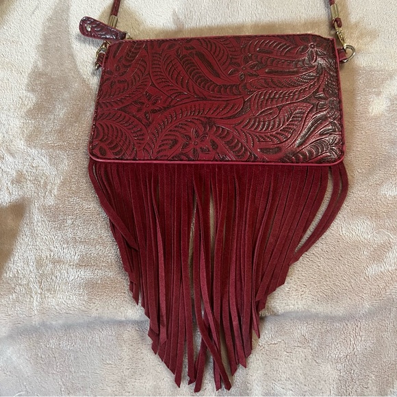 Free People Boho Red Fringed Crossbody bag - Picture 4 of 8